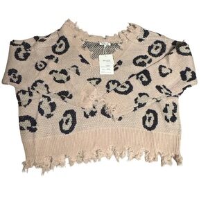 NWT Miracle Distressed Knit Blush Sweater S/M